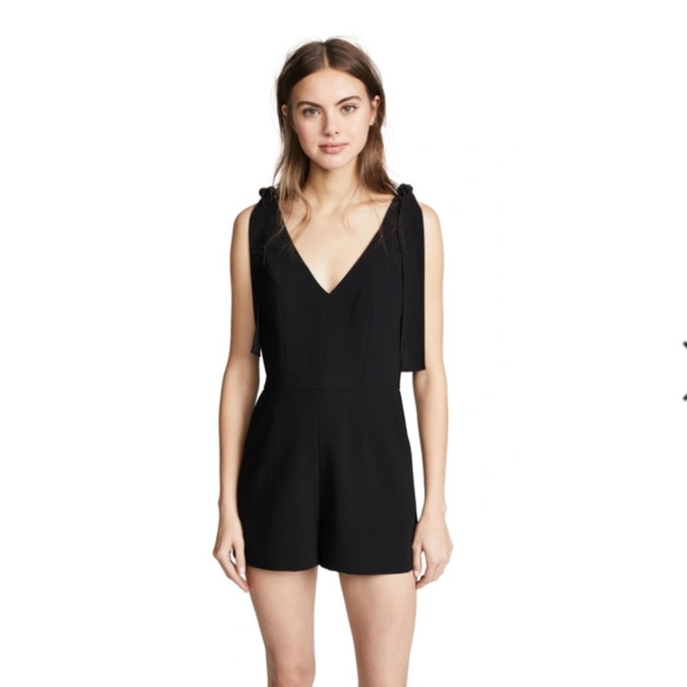 Amanda Uprichard Iris Romper - Sleeveless V-Neck Shoulder Tie